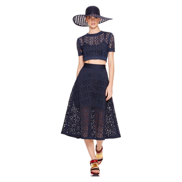J. Crew laser cut midi skirt in navy blue - Picture 7 of 12